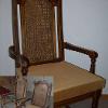 Vintage Dining Room Chairs – These five dining chairs had been severely damaged from being left out in the weather for years. After removing the finish, sanding, tightening all the spindles we reconstructed and reupholstered the seats to fully restore the chairs.