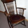 Antique Rocking Chair - This century old rocker required a new leather seat, full spindle tightening and a reconstructed rocker to get it fully restored.